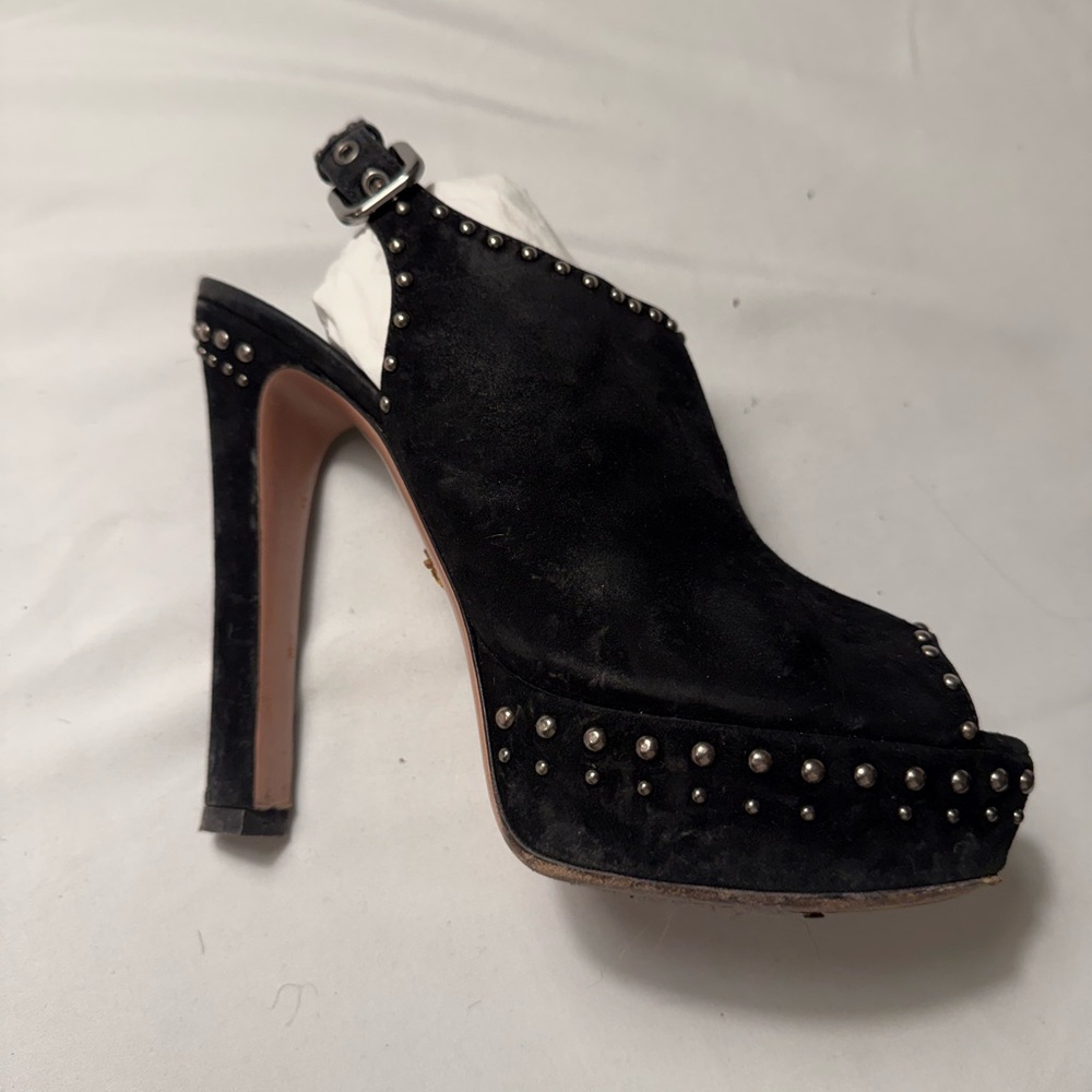 Prada Black Studded Platform Heels - Picture 4 of 7